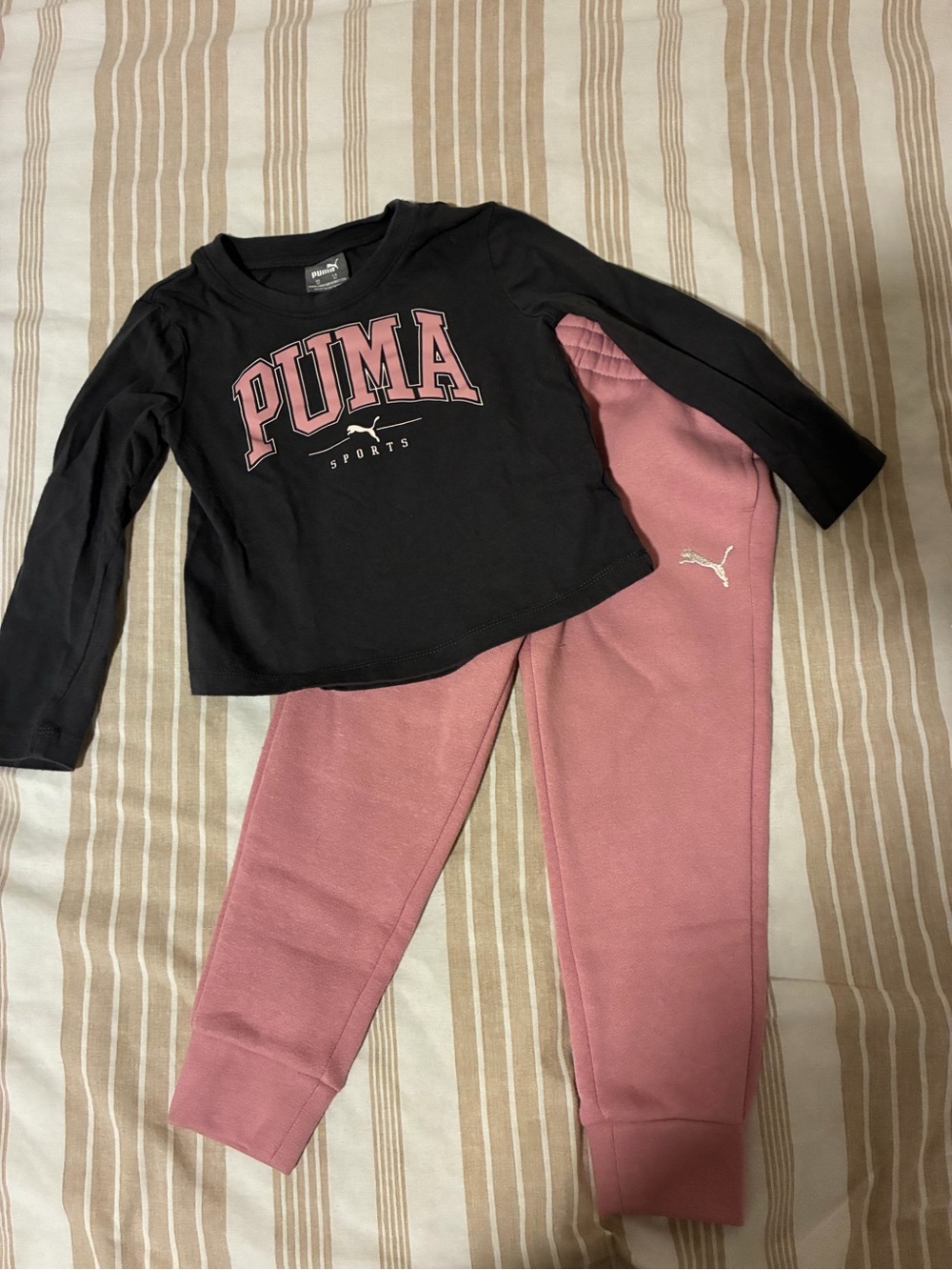 Puma Dark Gray Top with Dusty Pink Jogger Set